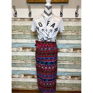 Vintage Southwest Colorful Boho Cotton Wrap Skirt Size Small 4/6 Made in U.S.A.